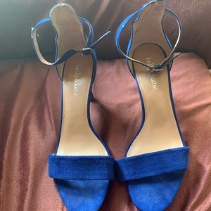 Blue velvet heels
